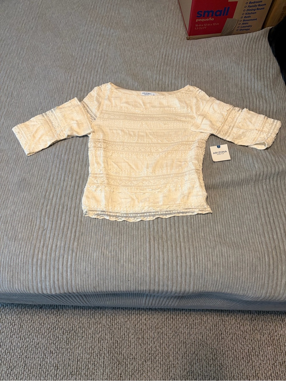 NWT JCPenney Arizona Off White Lace Layered Long Sleeve Shirt
